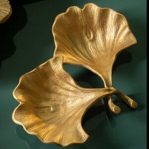 Ginkgo Dish Crafted Gold Plate Lifelike Proportions Boho Naturalism